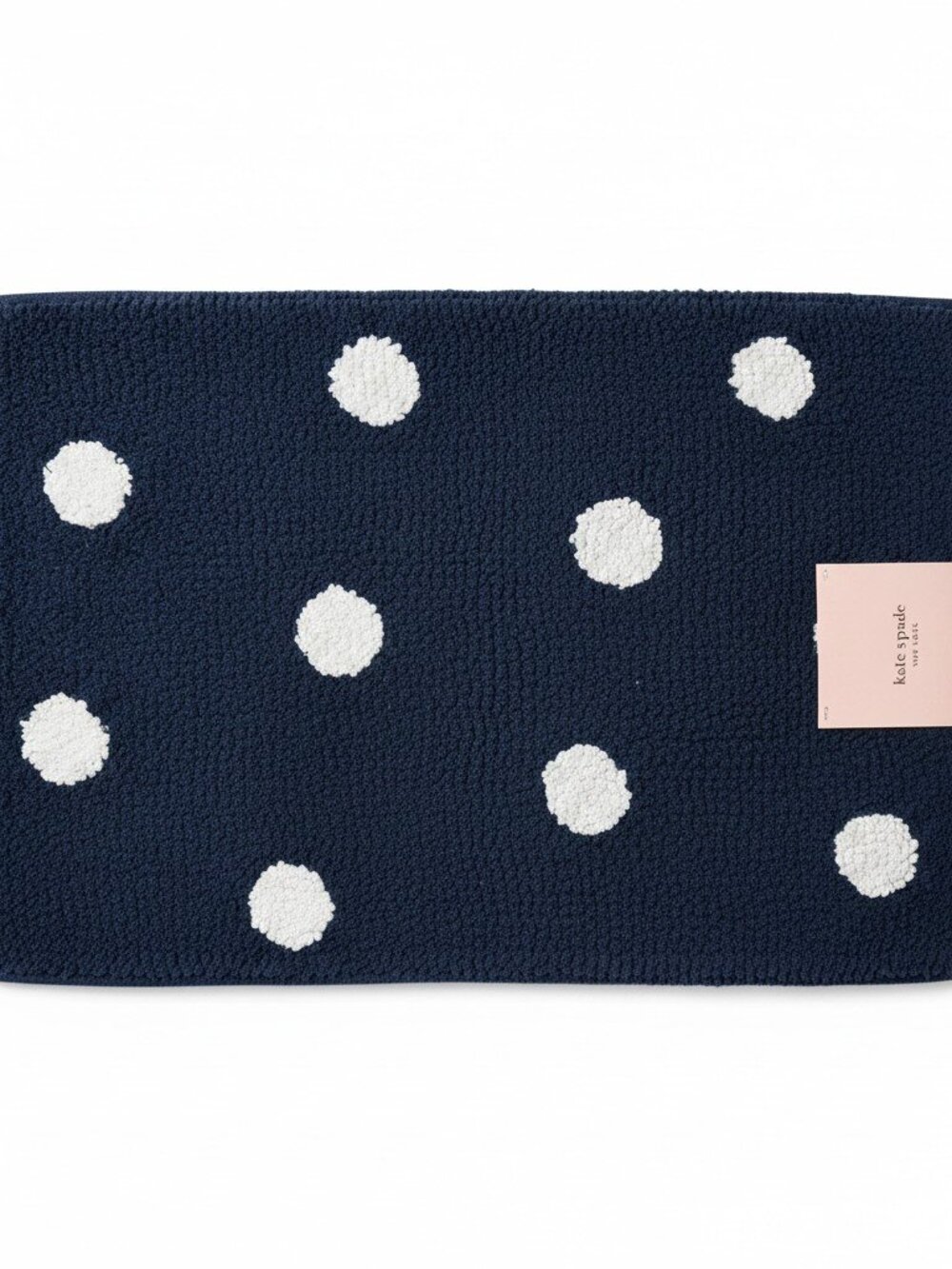 KATE SPADE Bath Rug 17x24in Navy/White 100% Cotton Polka Dot NEW